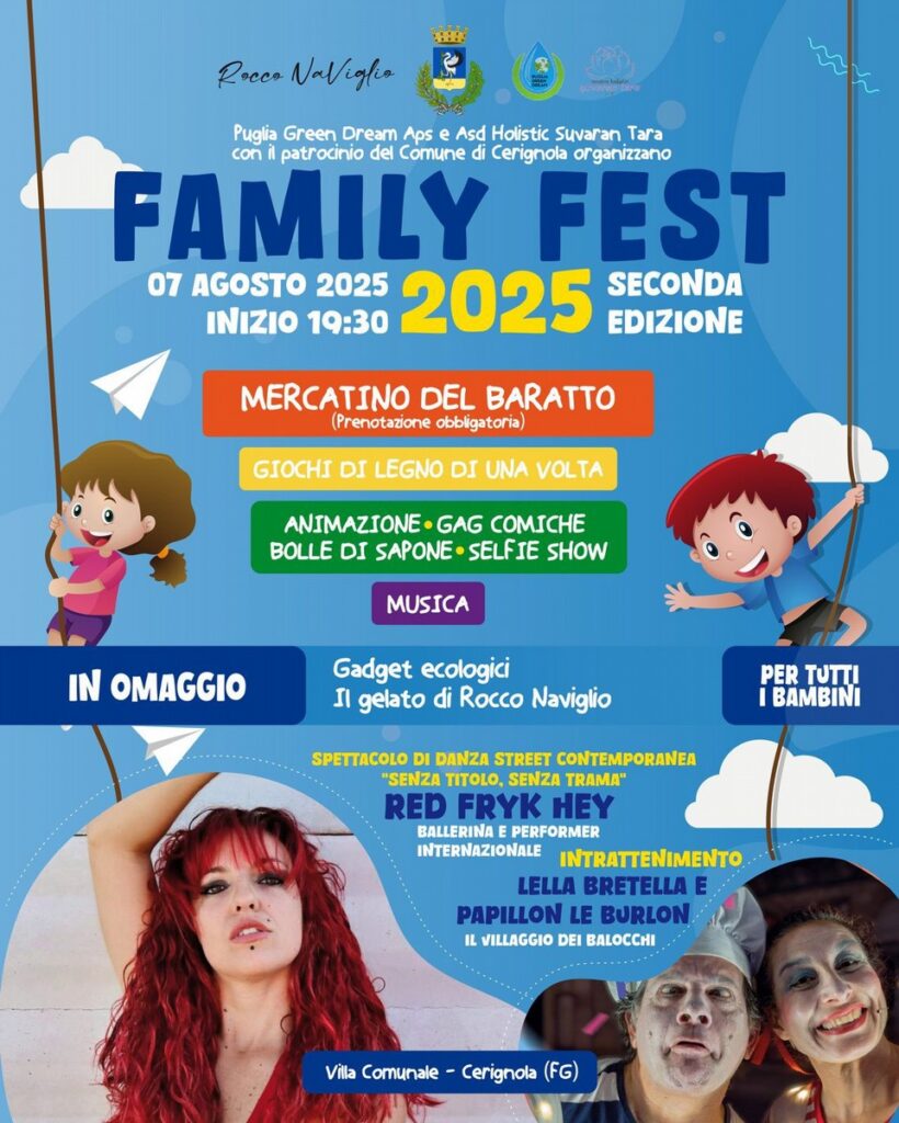 Family Fest, domani a Cerignola la seconda edizione in Villa Comunale